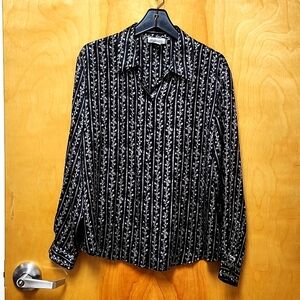 Style&co size 14 100%silk button down blouse long sleeve